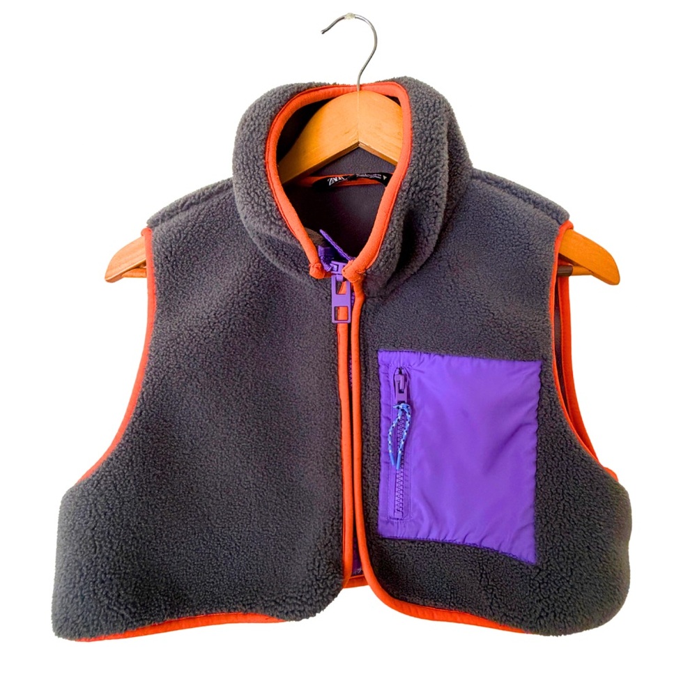 Zara Cropped Color-block Fleece Vest with Chunky Trim 90s Rare